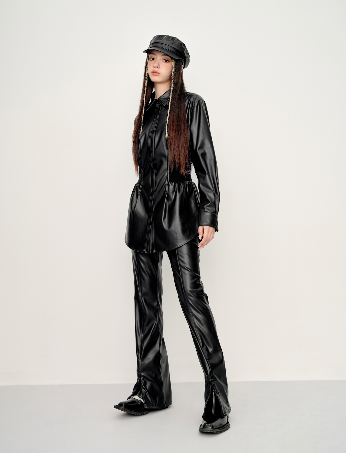 HEURUEH x CANOTWAIT_ Faux Leather Shirt