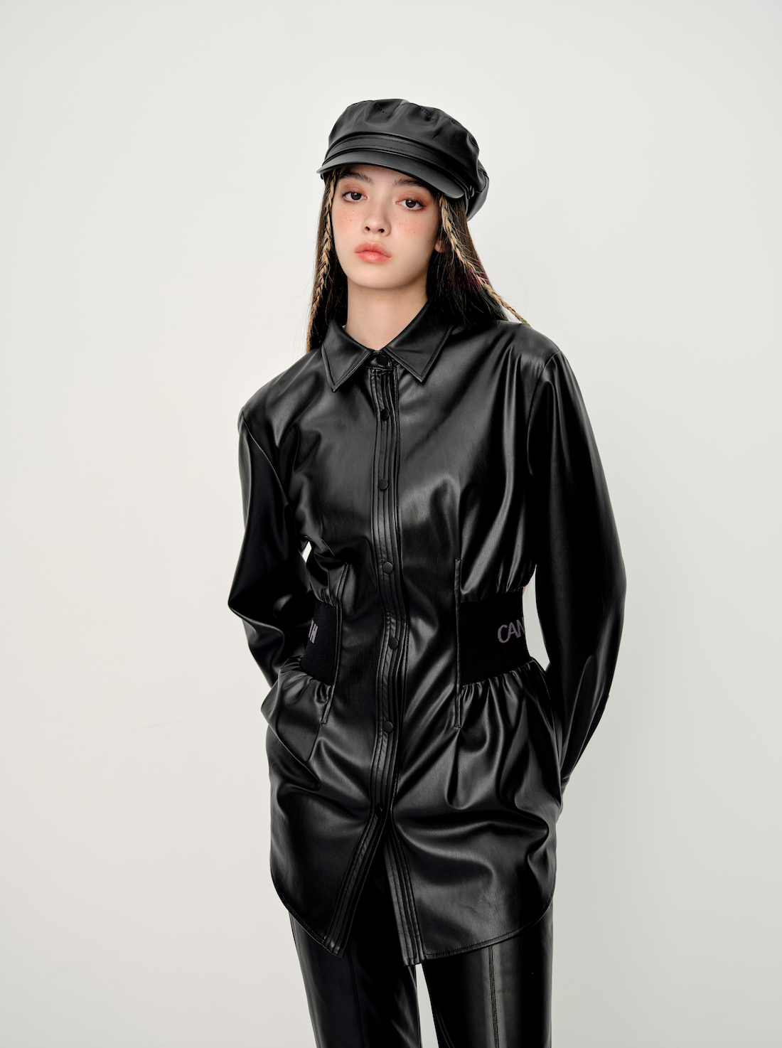 HEURUEH x CANOTWAIT_ Faux Leather Shirt